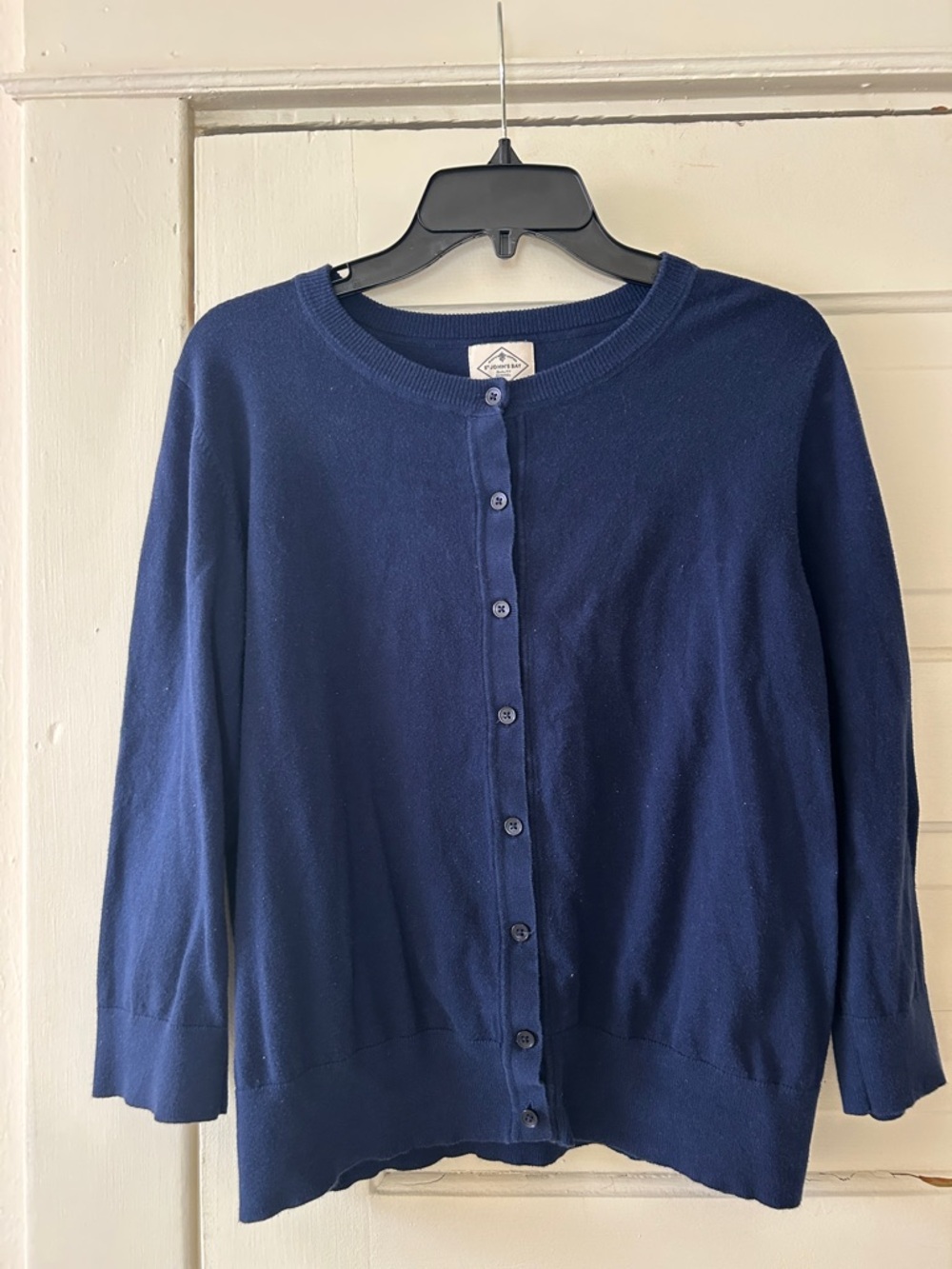 St. John's Bay Navy Button-Up Crewneck Cardigan